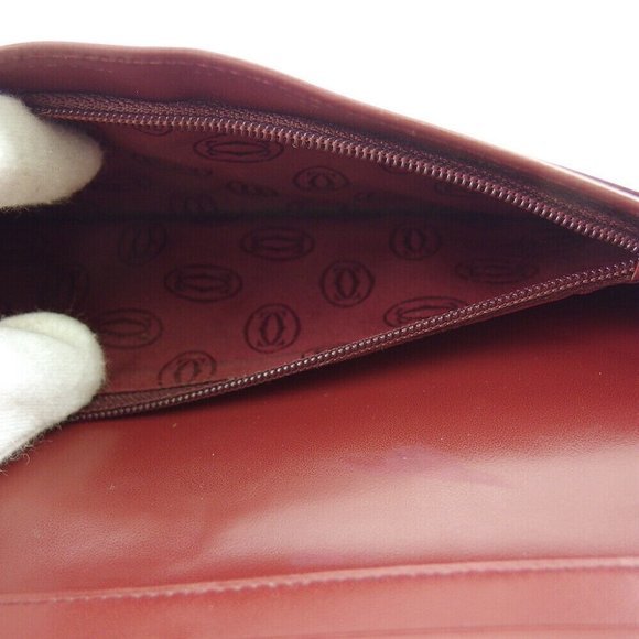 Cartier long wallet Mastrin Bordeaux Leather Authentic USED - Picture 7 of 10